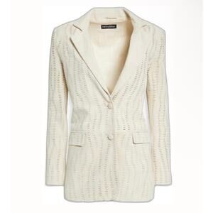 Retrofete Suede Laser Cut Perforated Blazer Ivory Size XL